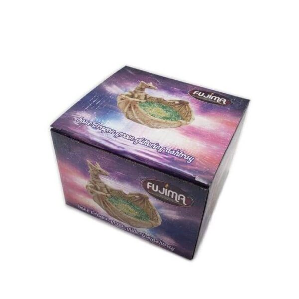 BONE DRAGON GREEN GLITTERING ASHTRAY 5INC