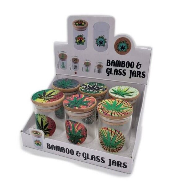 BAMBOO & GLASS JARS ( 6PCS ) 55MM