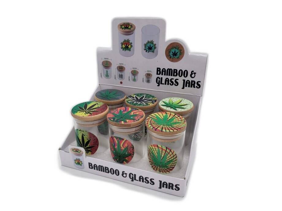 20230530_113223.jpg BAMBOO & GLASS JARS ( 6PCS ) 55MM - Image 1